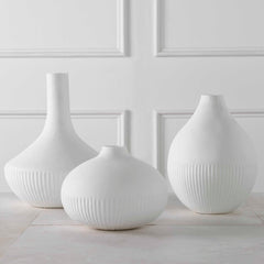 Apothecary Satin White Vases Set/3
