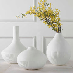 Apothecary Satin White Vases Set/3