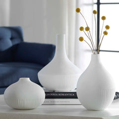 Apothecary Satin White Vases Set/3