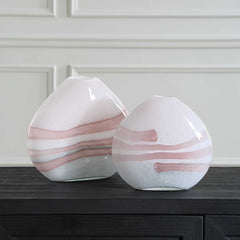 Blush Swirl Glass Vases Set/2