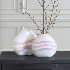 Blush Swirl Glass Vases Set/2