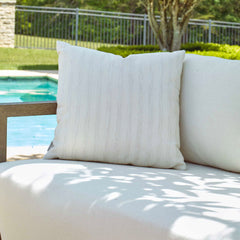 Basket Stripe Ivory Outdoor Pillow