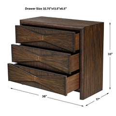 Bowtie 3 Drawer Mid-Century Chest
