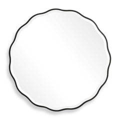 Aneta Black Round Mirror