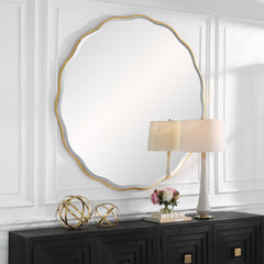 Aneta Large Gold Round Mirror
