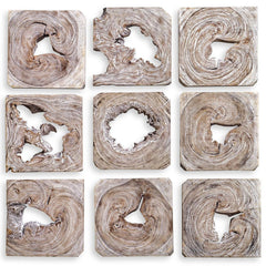 Bahati Wood Wall Decor in Whitewashed Set/9