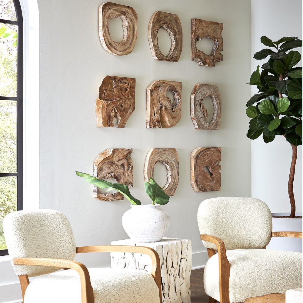 Bahati Wood Wall Decor in Whitewashed Set/9