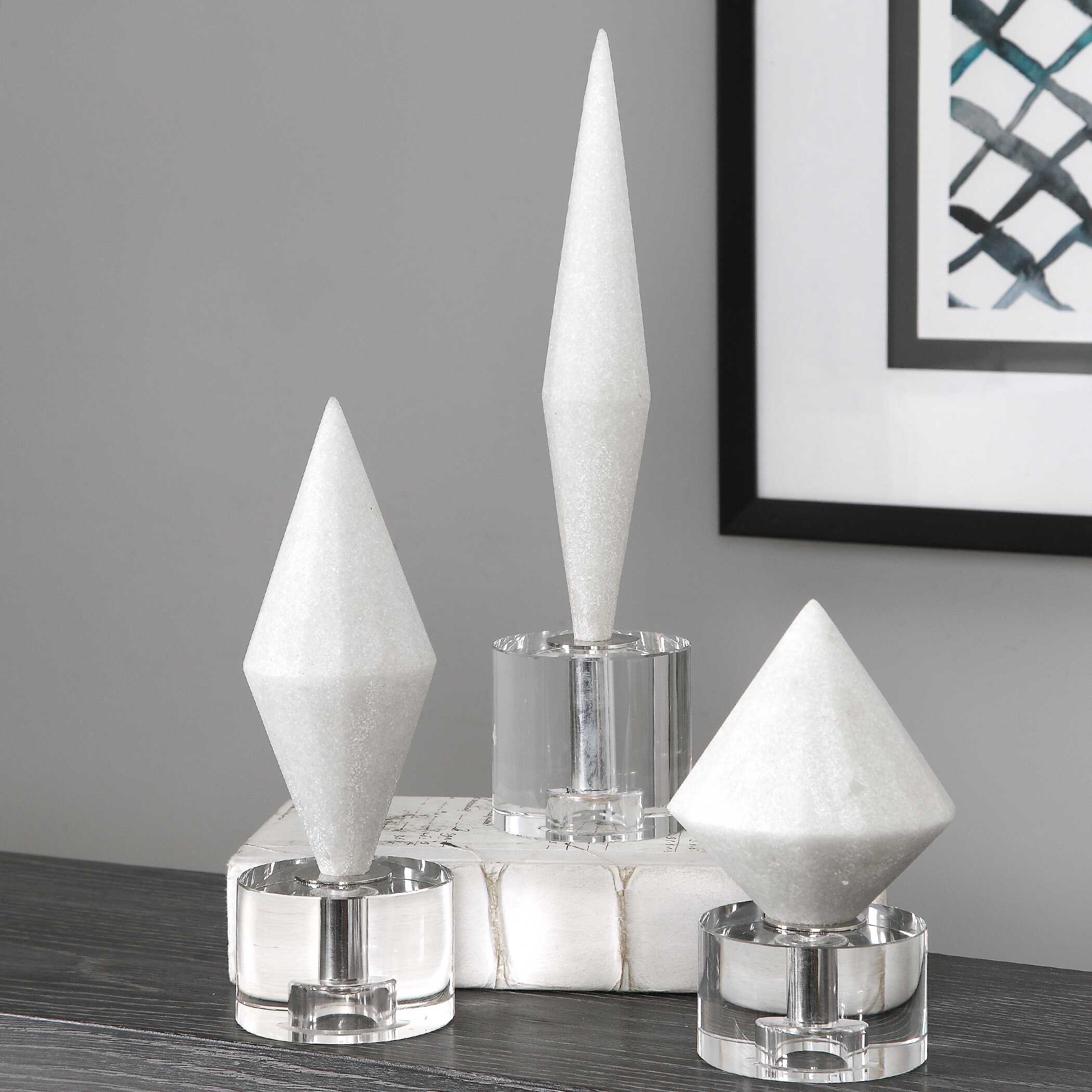 Alize White Stone Sculptures Set/3