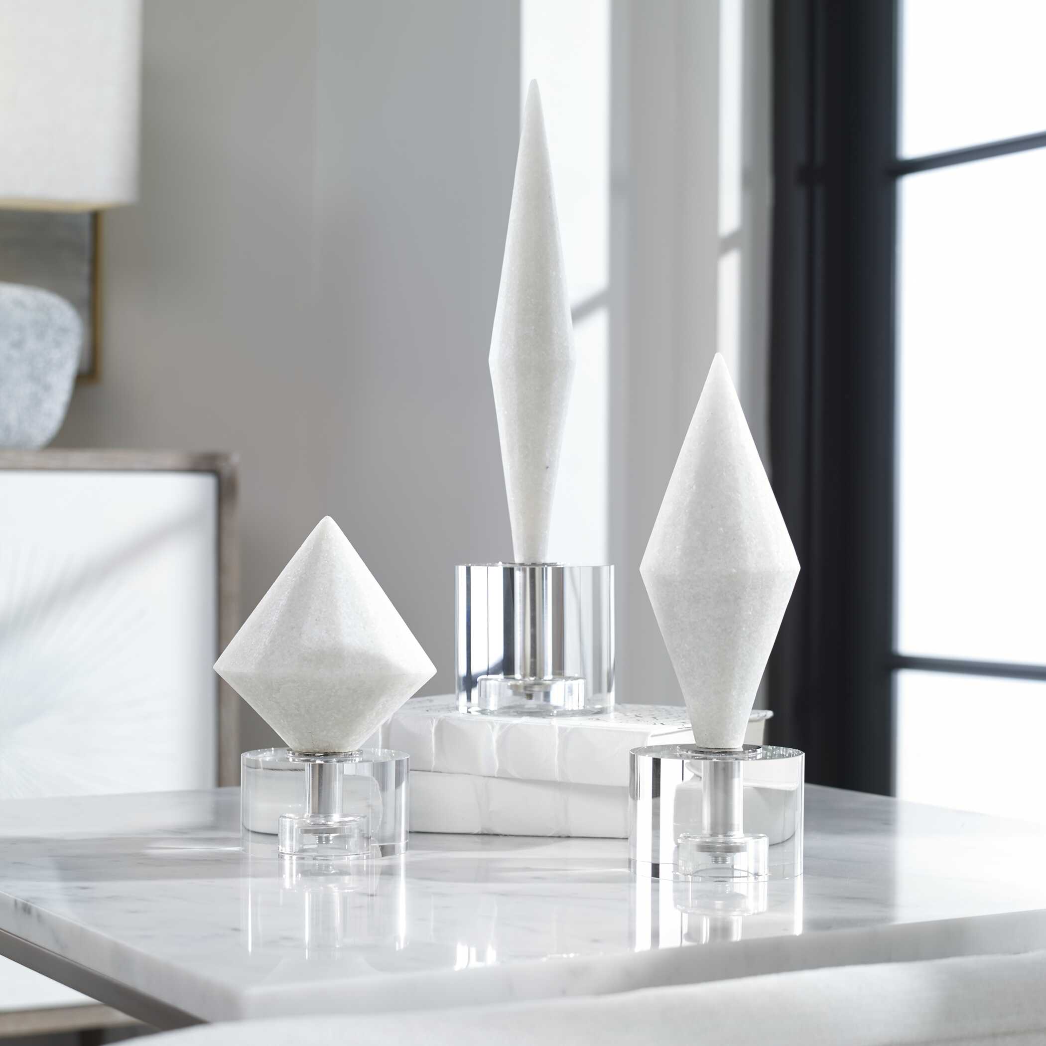 Alize White Stone Sculptures Set/3