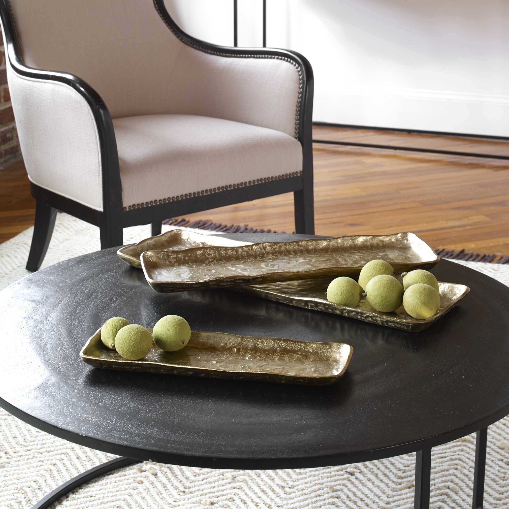 Artisan Antique Gold Trays Set/3