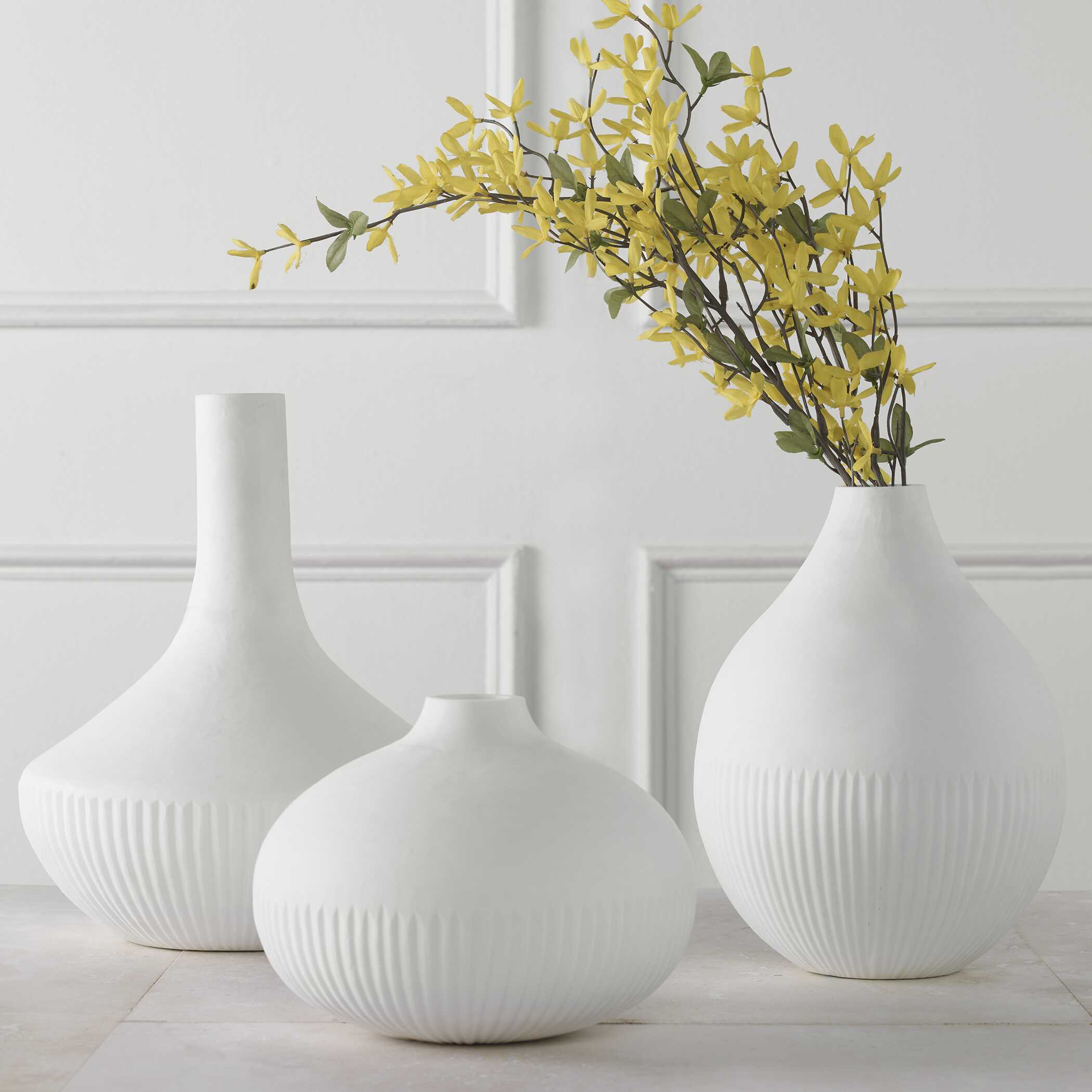 Apothecary Satin White Vases Set/3