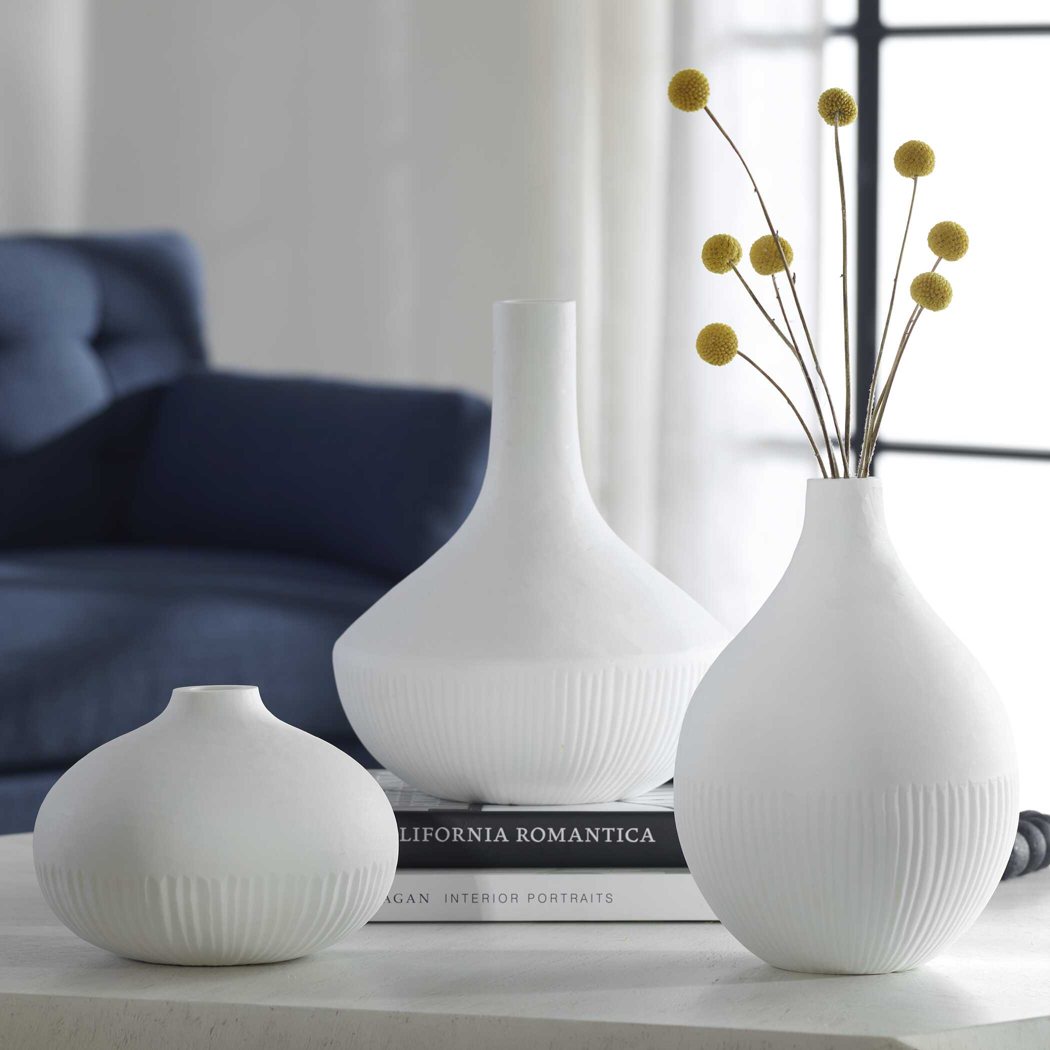 Apothecary Satin White Vases Set/3