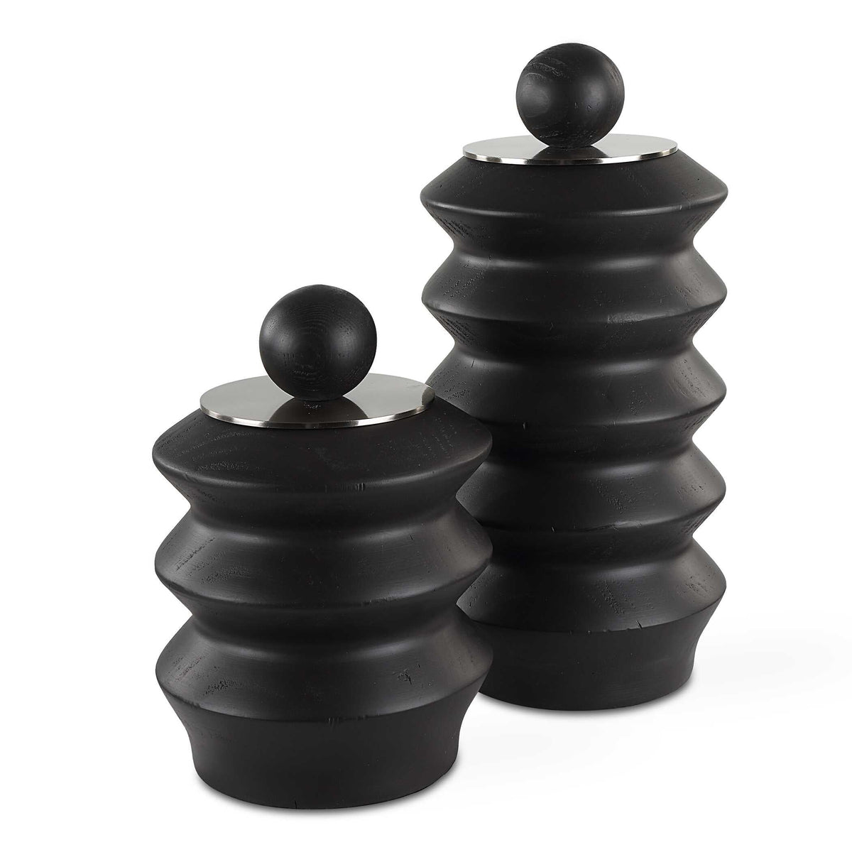 Accordion Black Wood Containers Set/2