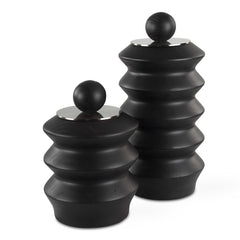 Accordion Black Wood Containers Set/2