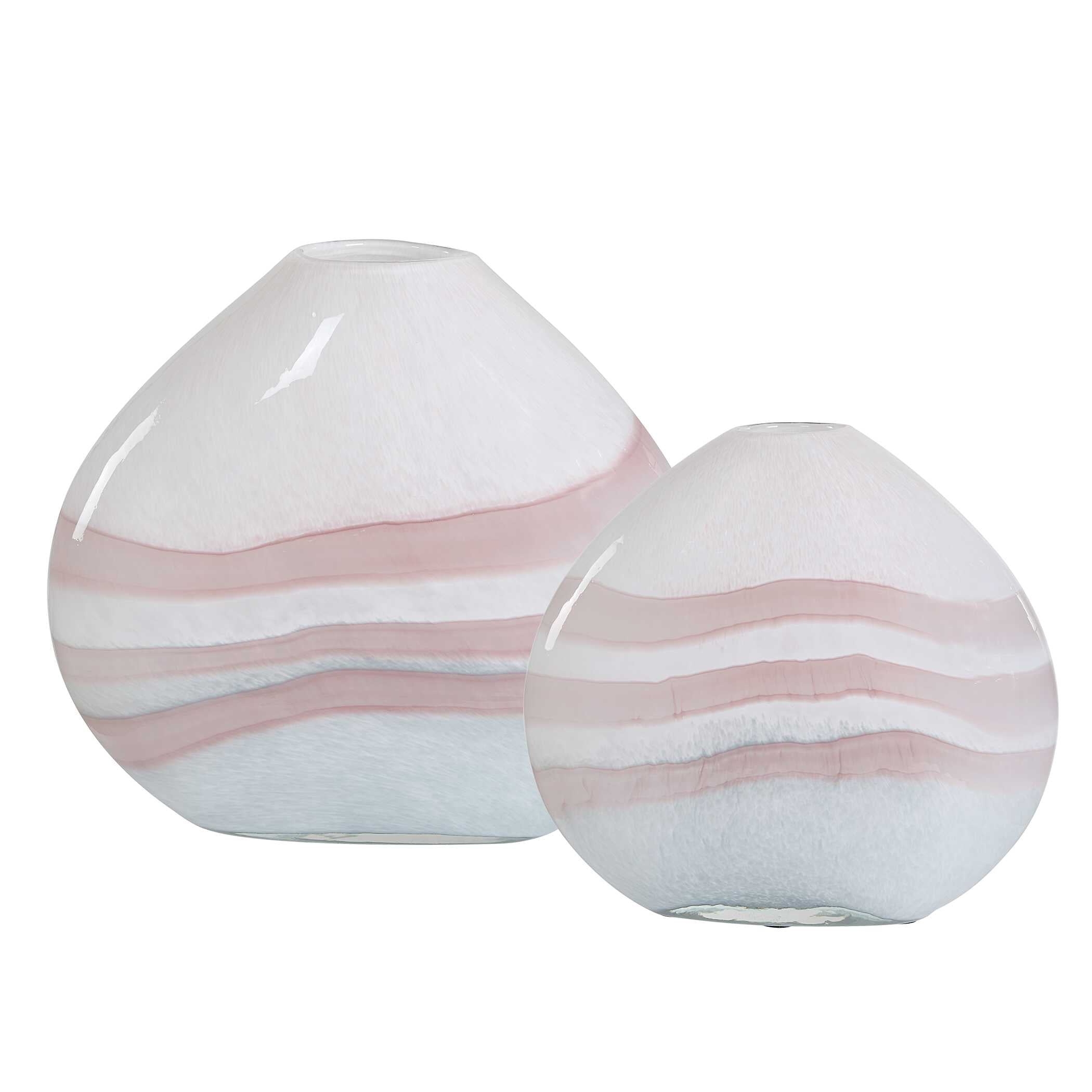 Blush Swirl Glass Vases Set/2