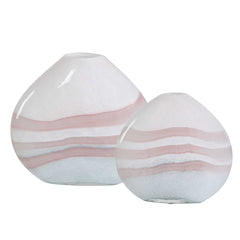 Blush Swirl Glass Vases Set/2