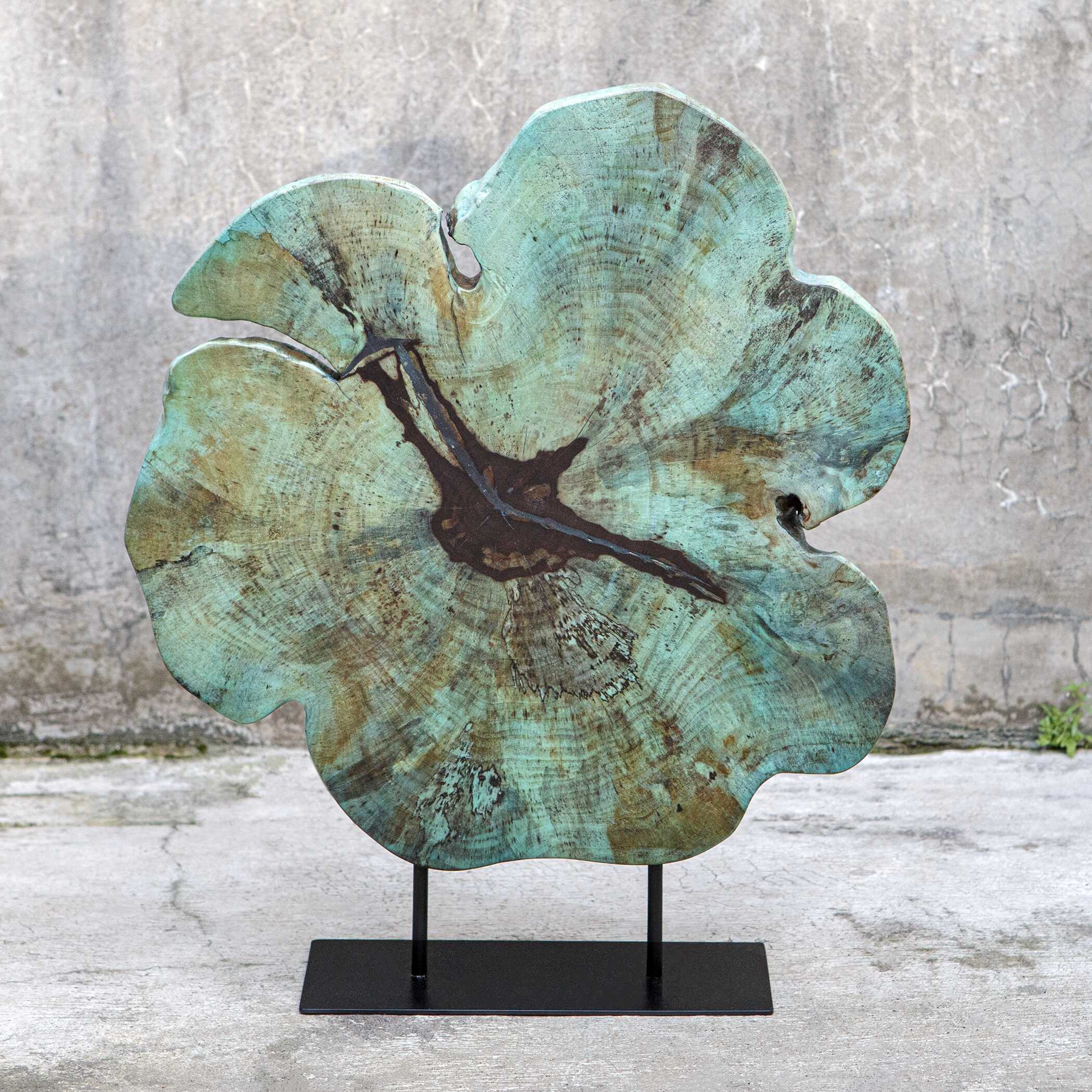 Bahati Wood Blue Sculpture
