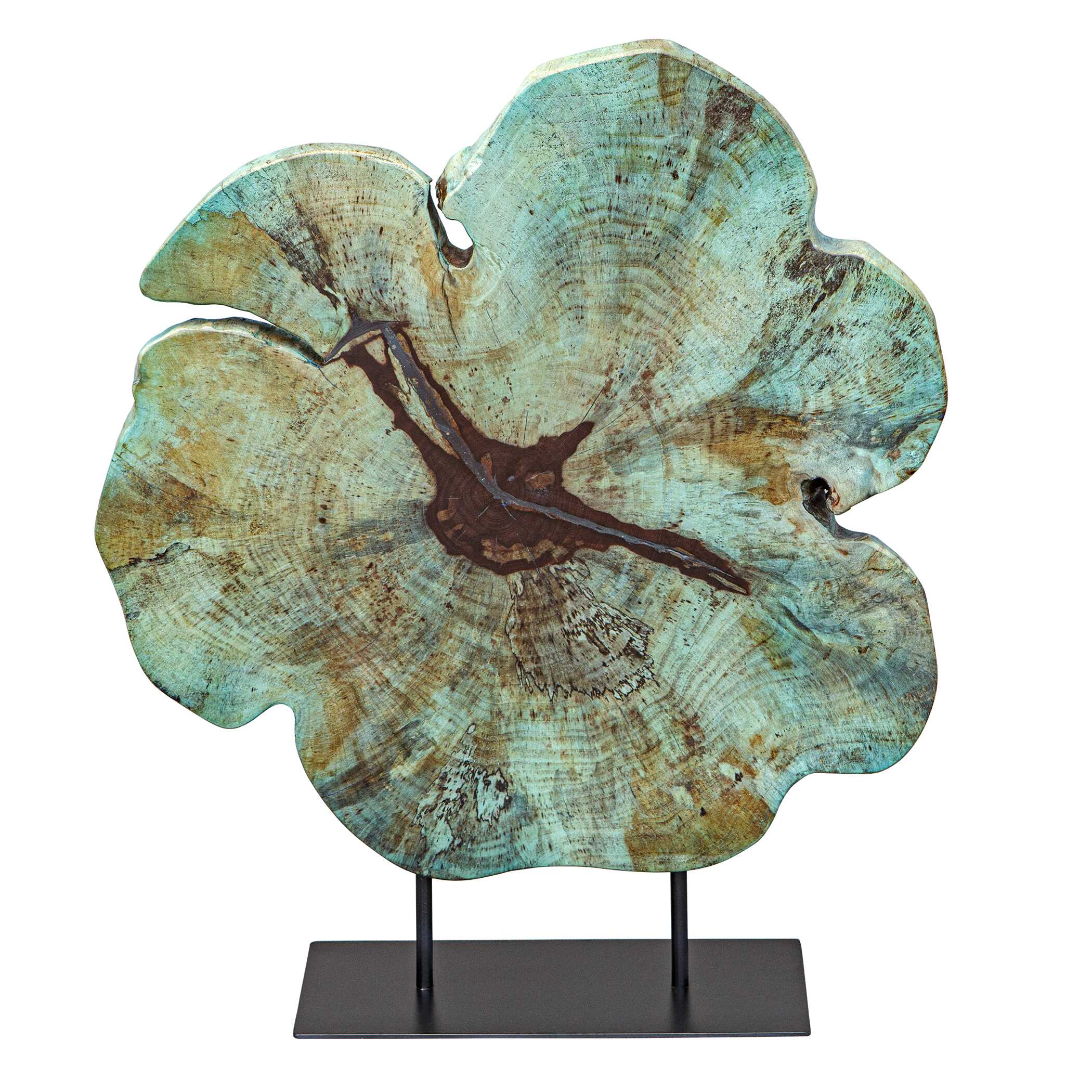 Bahati Wood Blue Sculpture