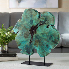 Bahati Wood Blue Sculpture