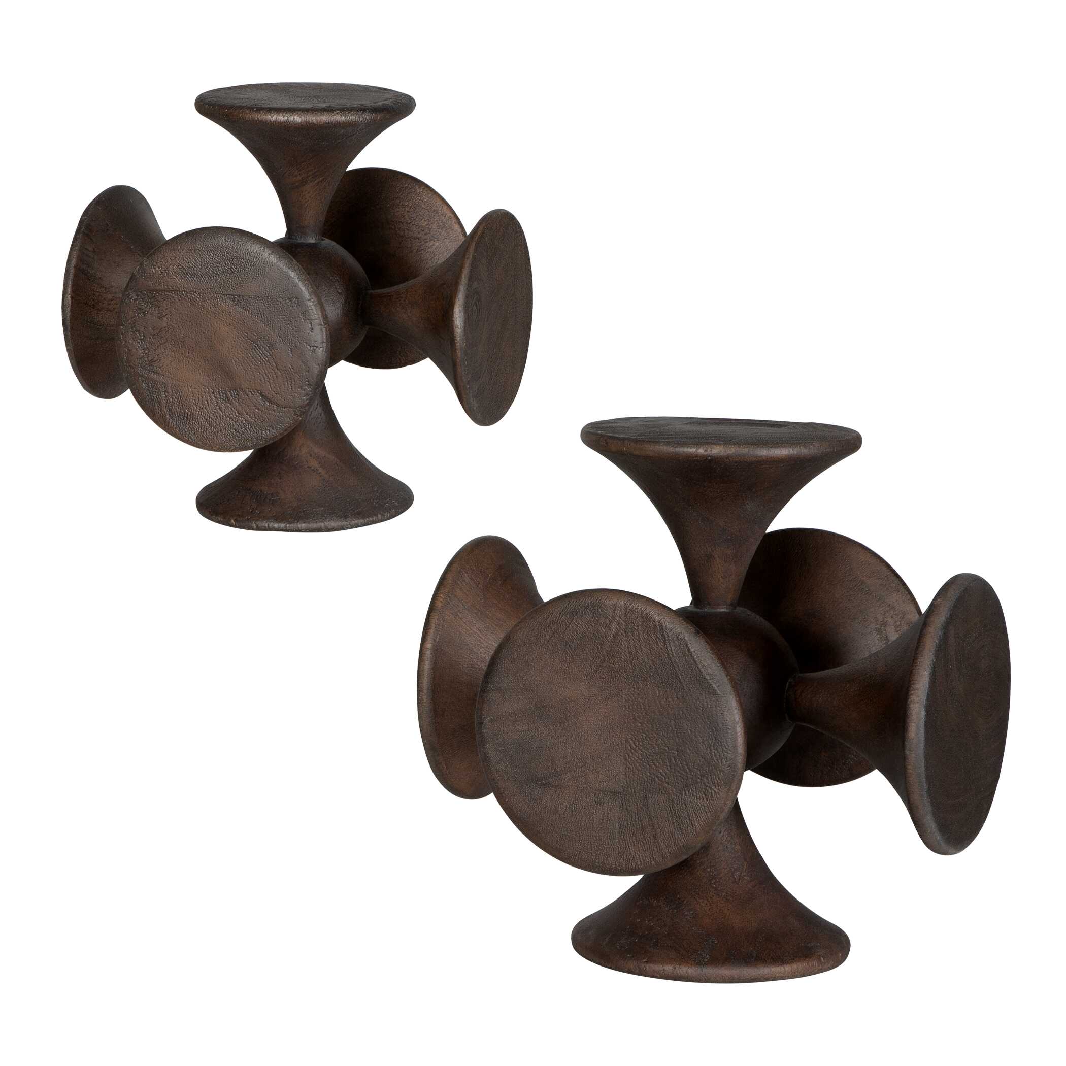 Balanced Harmony Dark Wooden Sculptures Set/2