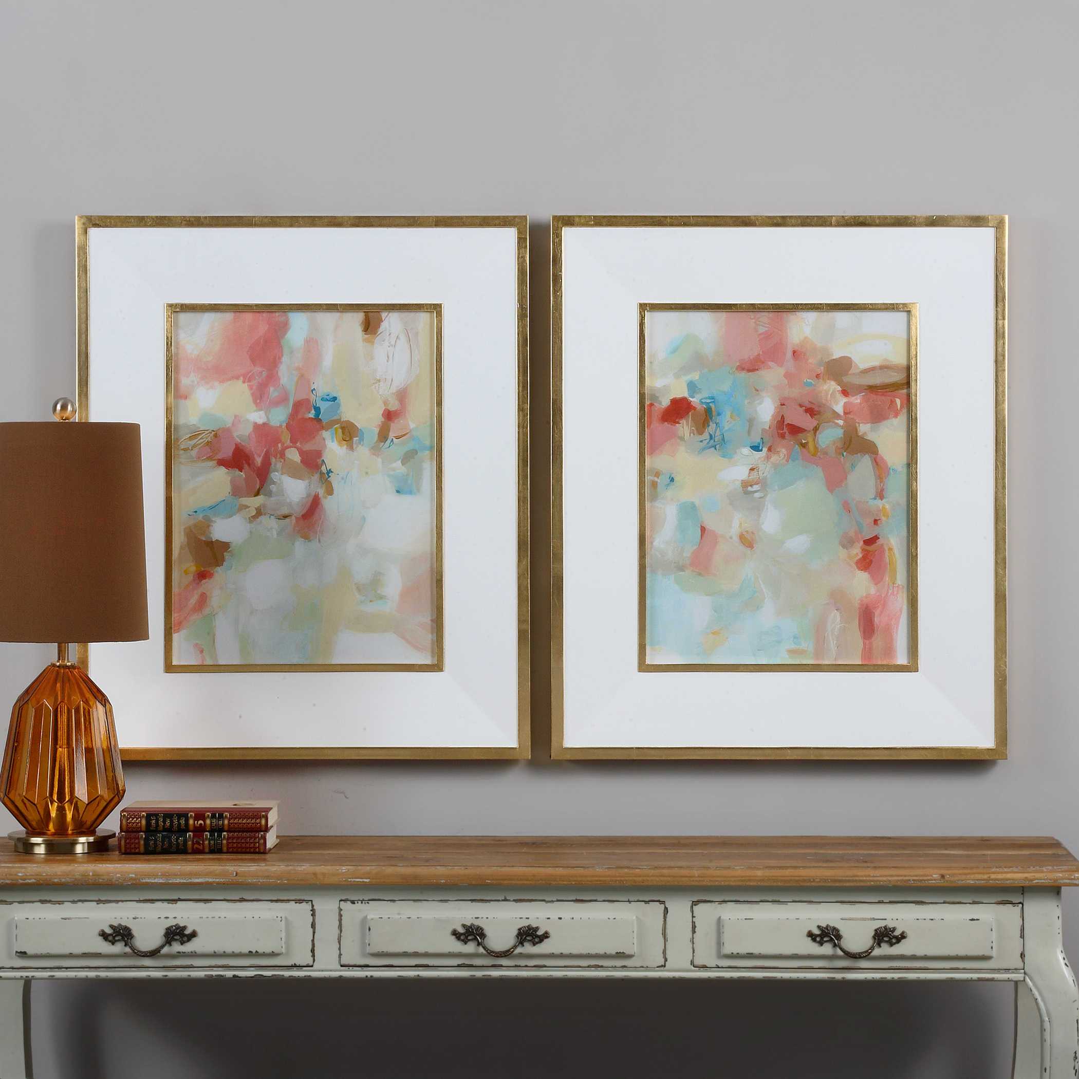 A Touch Of Blush And Rosewood Fences Art Set/2