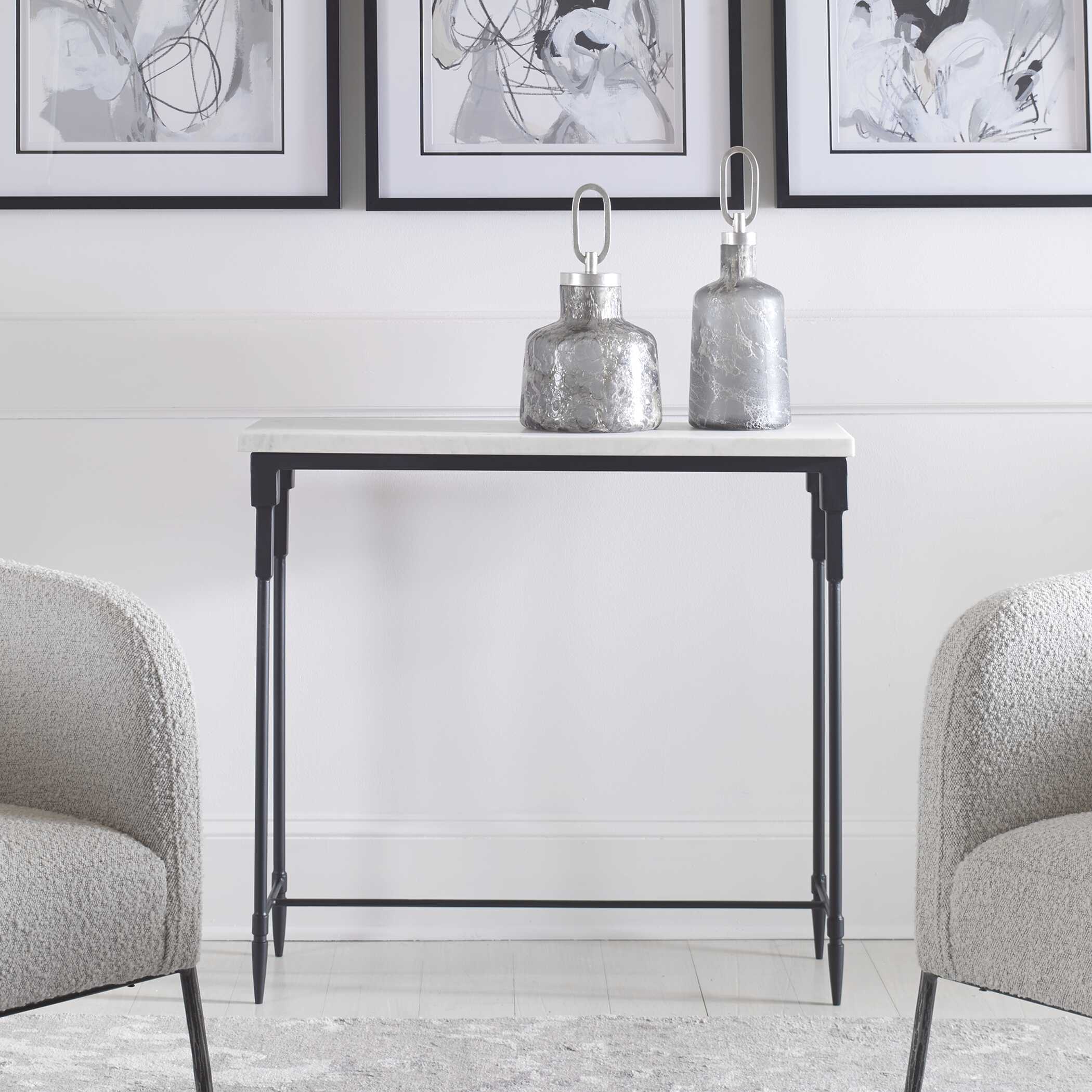 Bourges White Marble Console Table