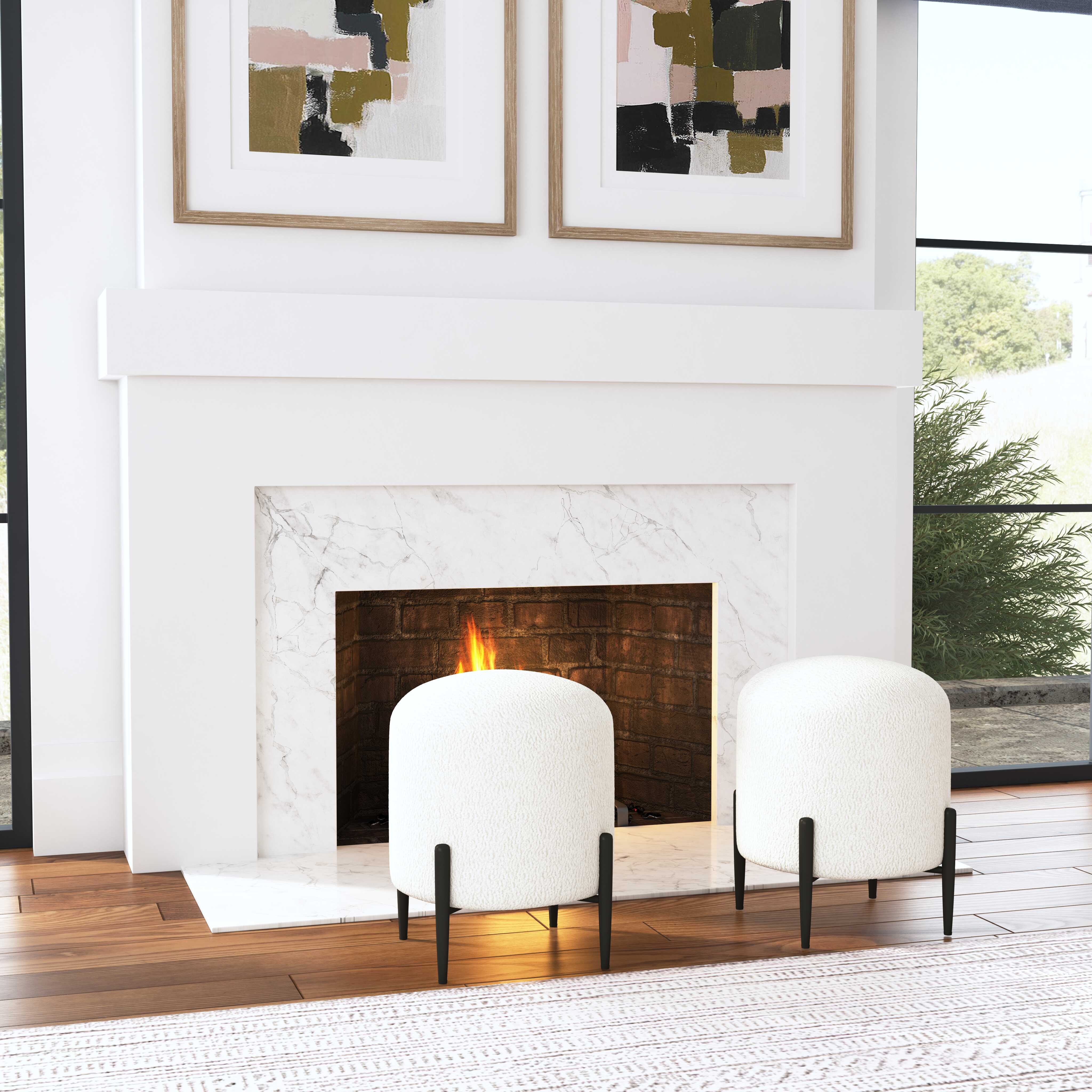 Arles White Shearling Ottoman