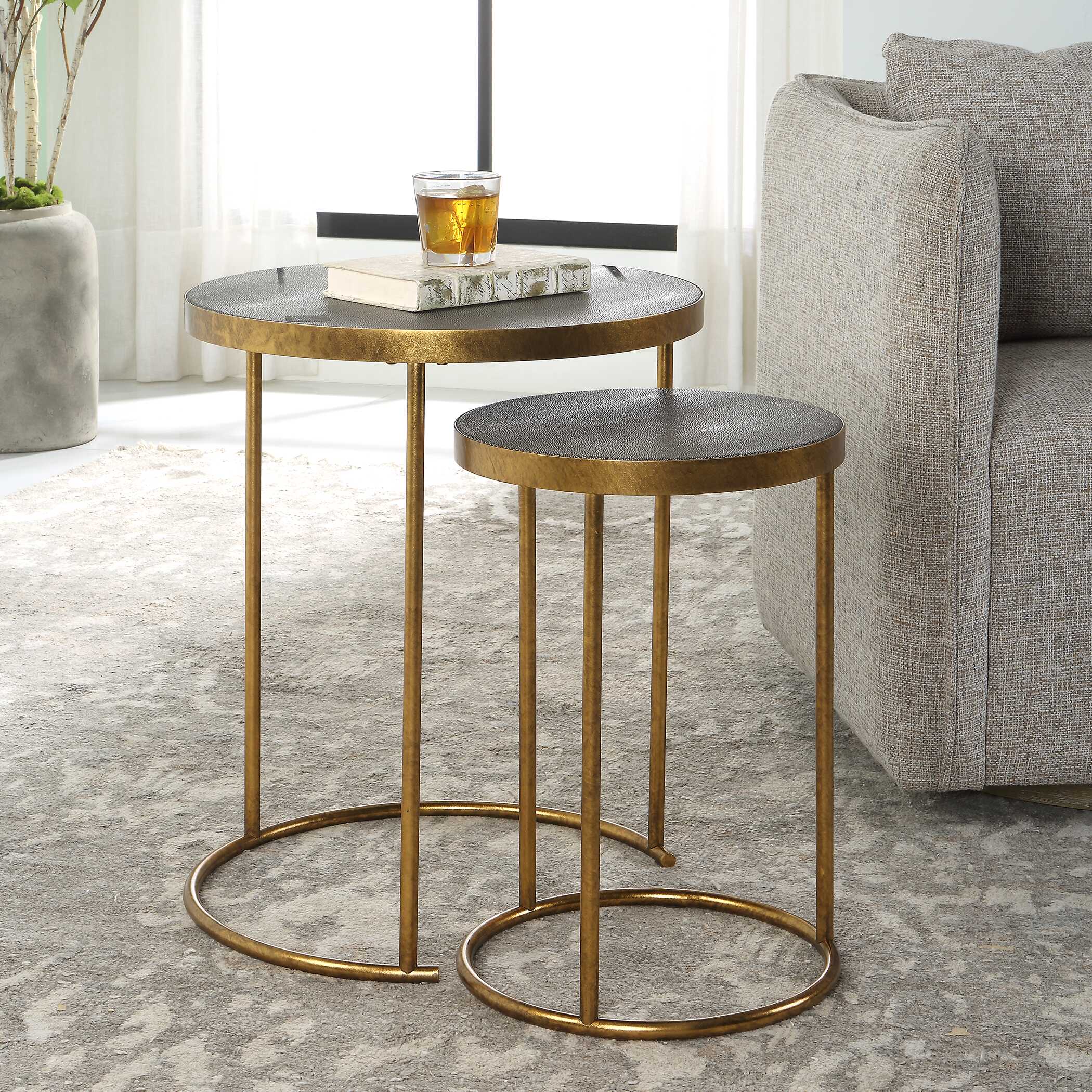 Aragon Brass Nesting Tables Set/2