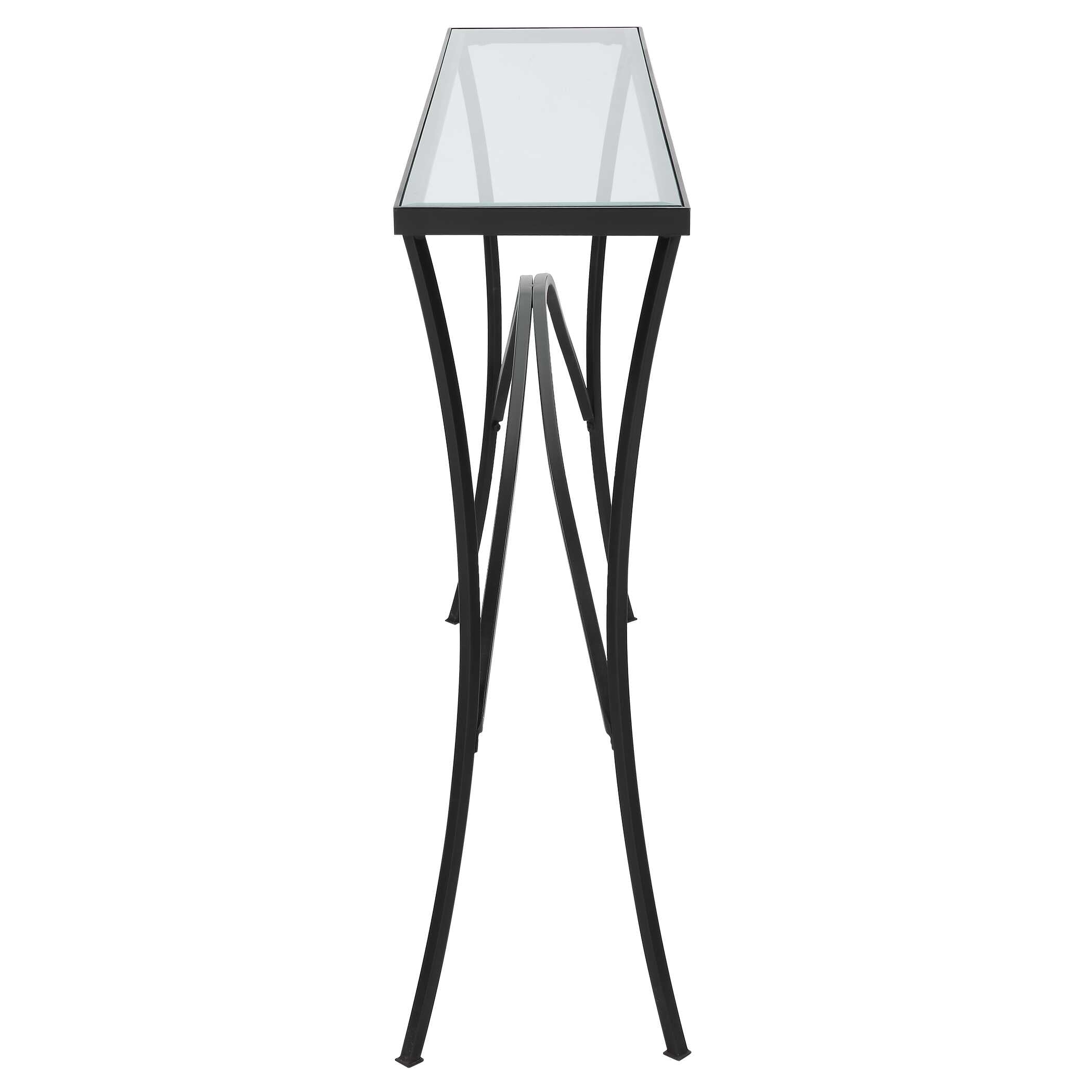 Alayna Black Metal & Glass Console Table