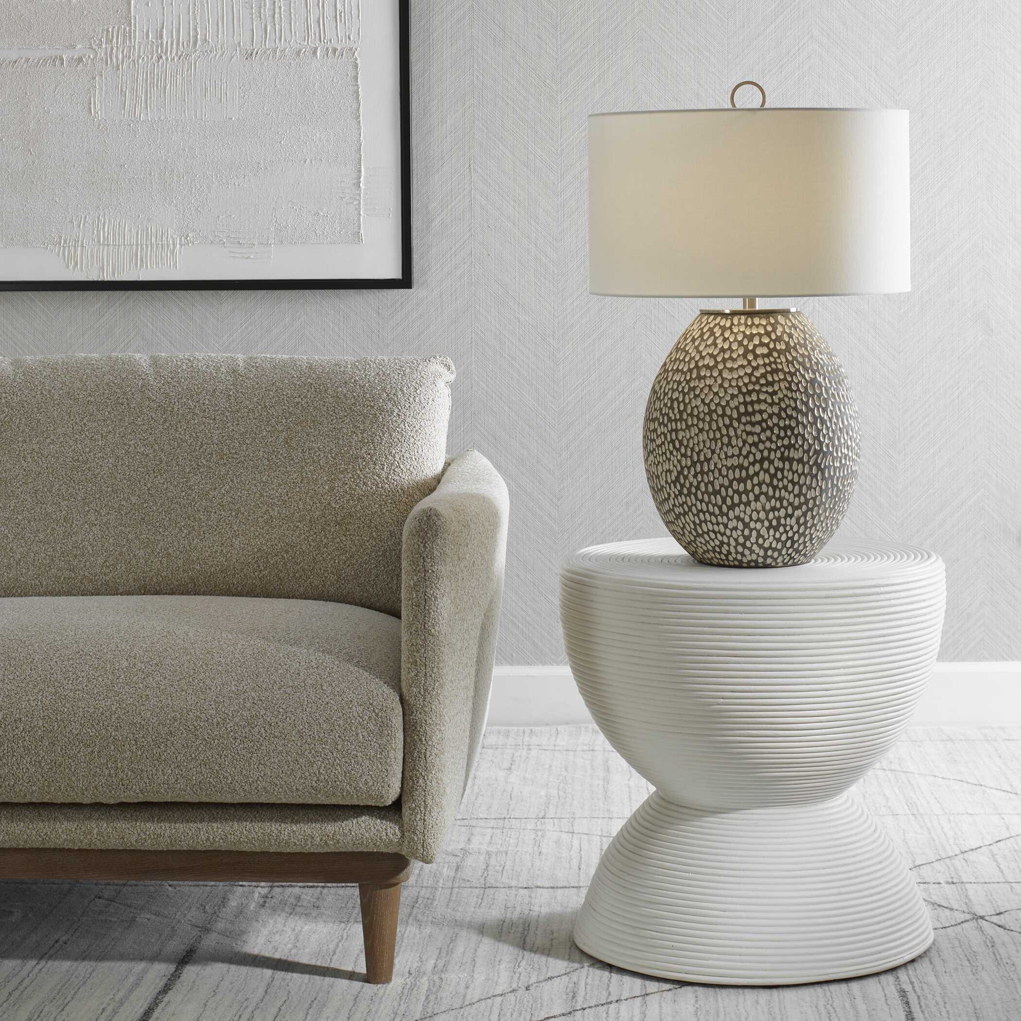 Bongo White Rattan Side Table