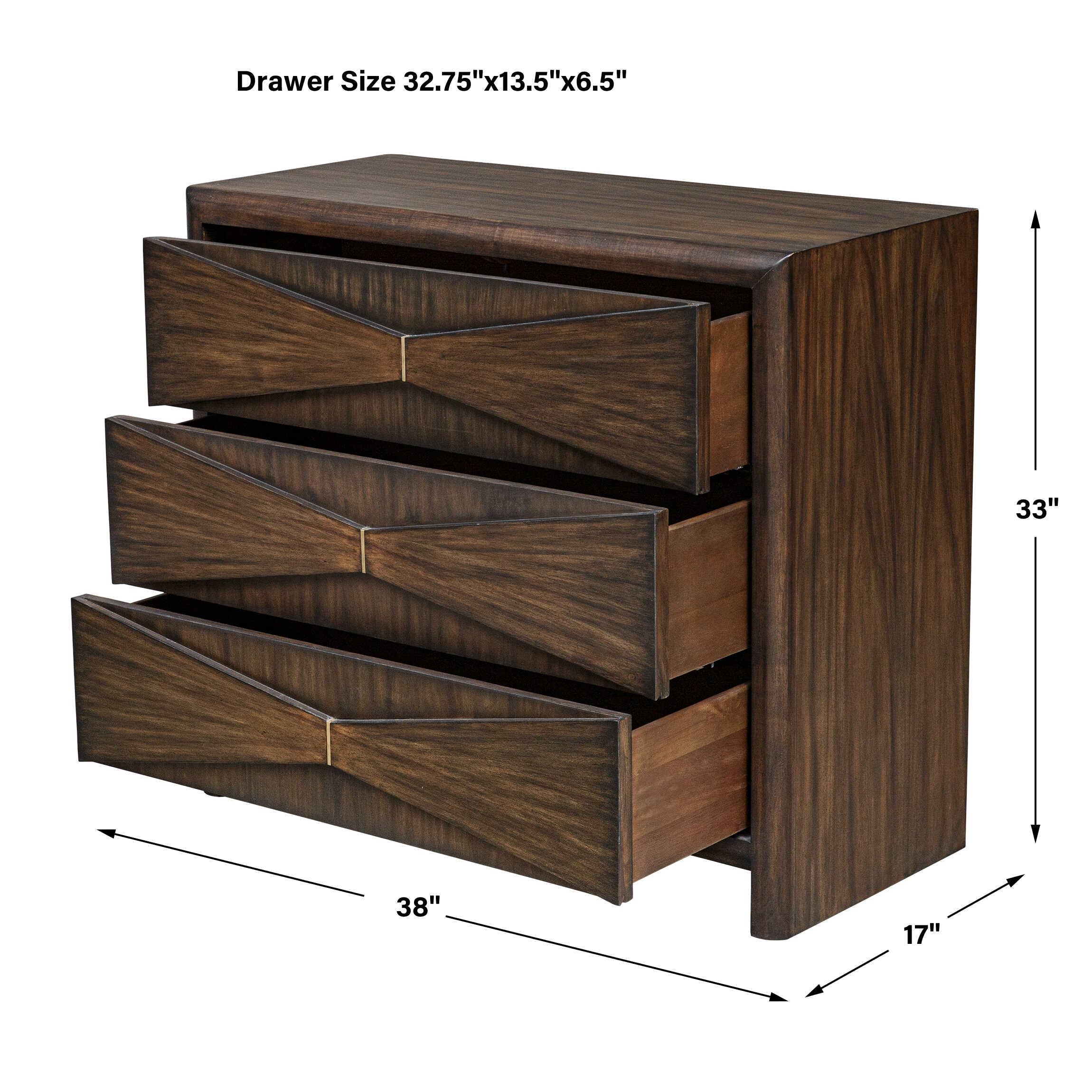 Bowtie 3 Drawer Mid-Century Chest