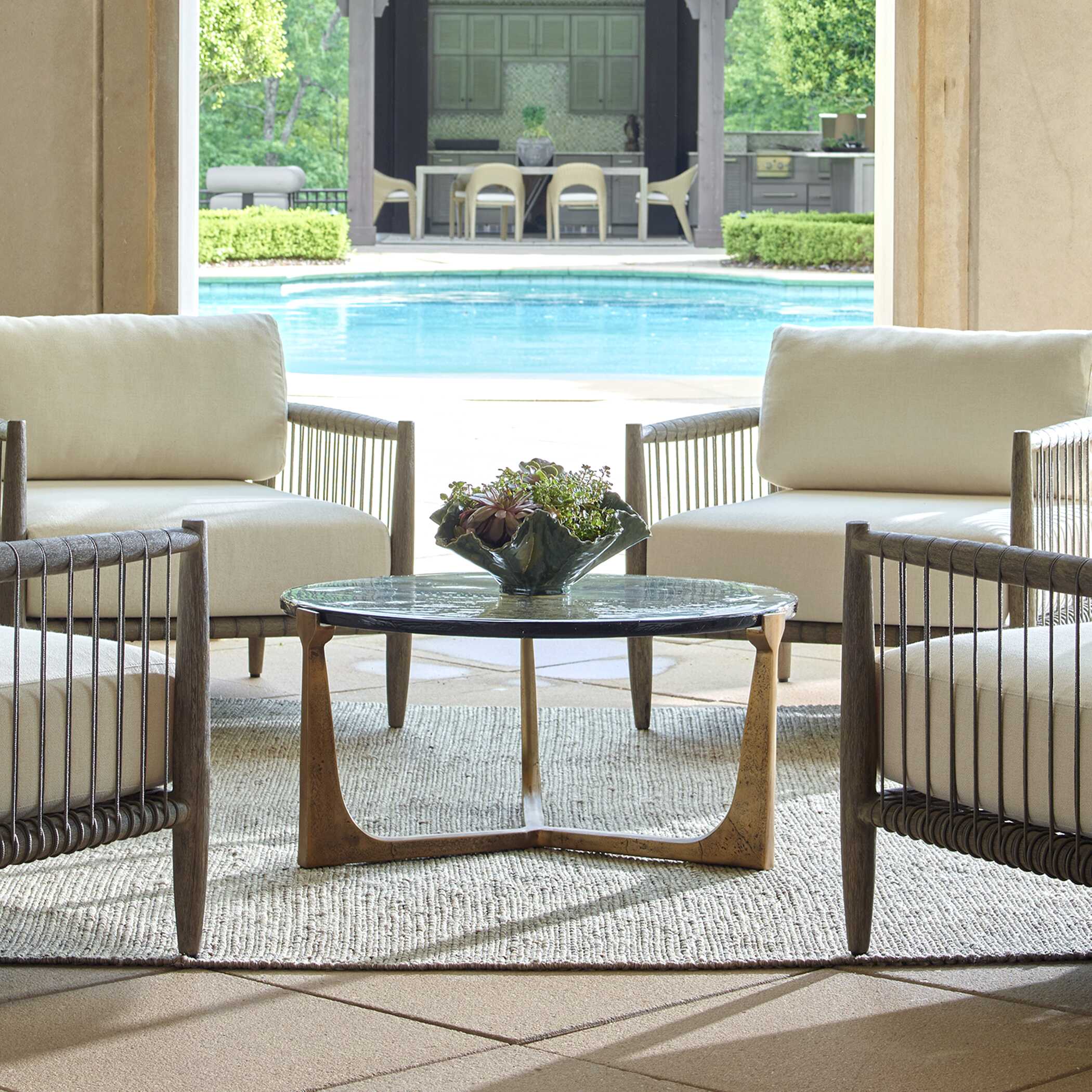 Bohdi Outdoor Brass Coffee Table