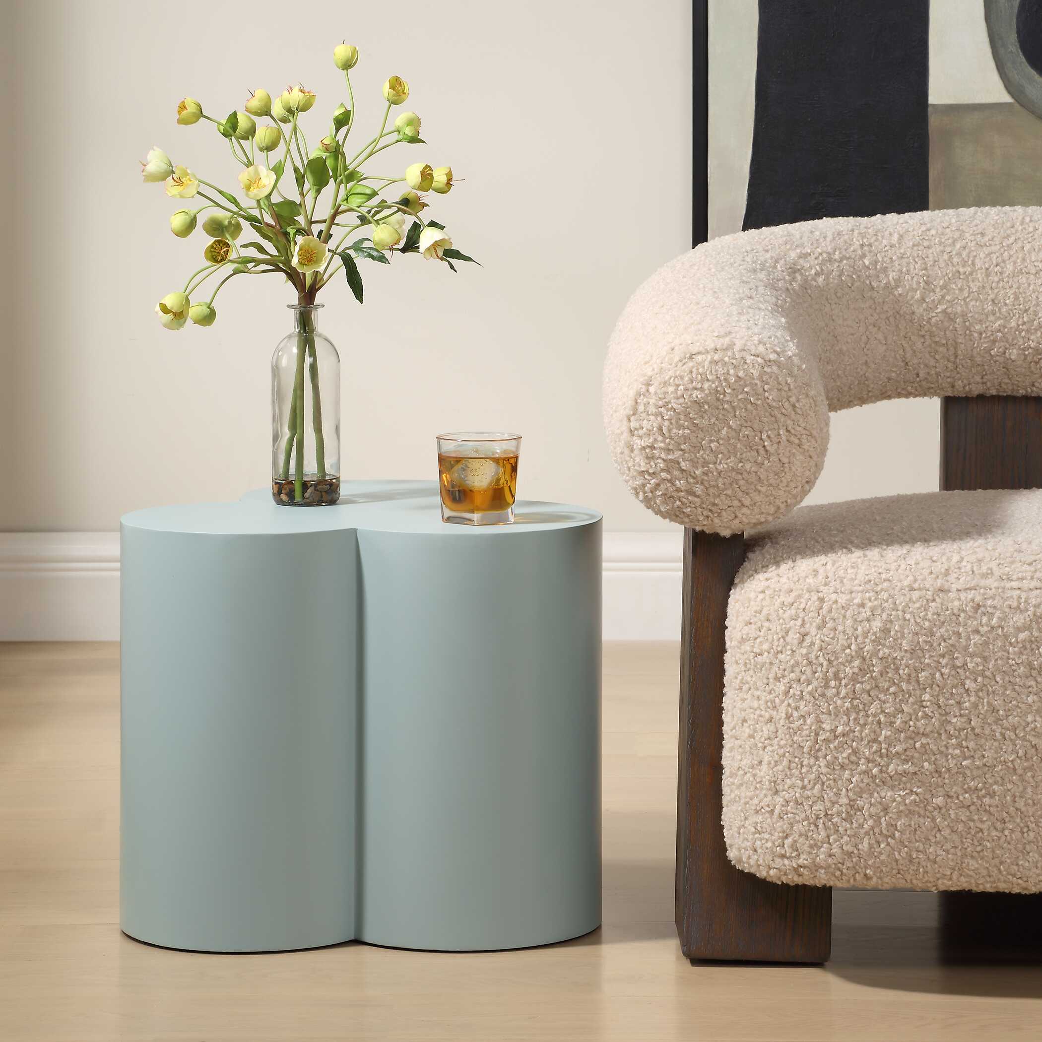 Beven Outdoor Light Blue Accent Table