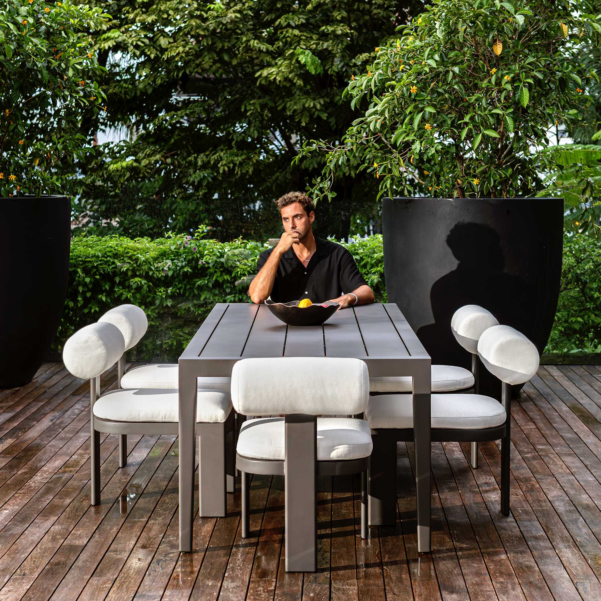 Bolster Back White Outdoor Dining Chair