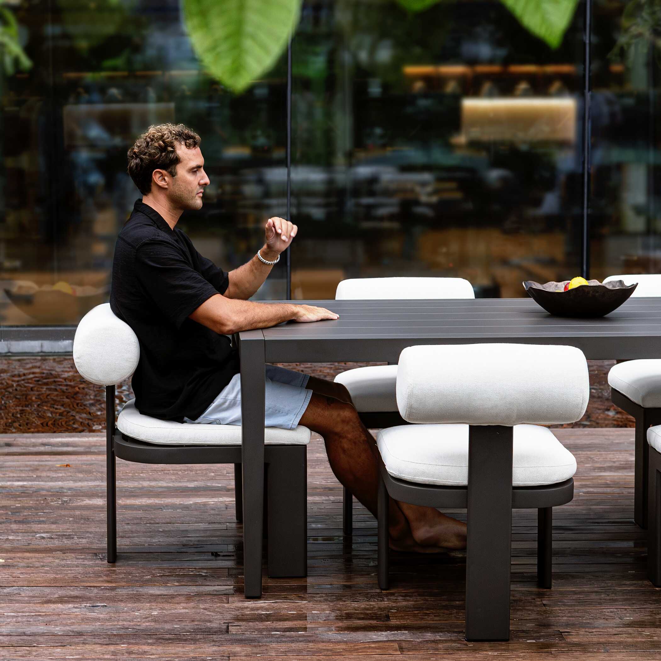 Bolster Back White Outdoor Dining Chair