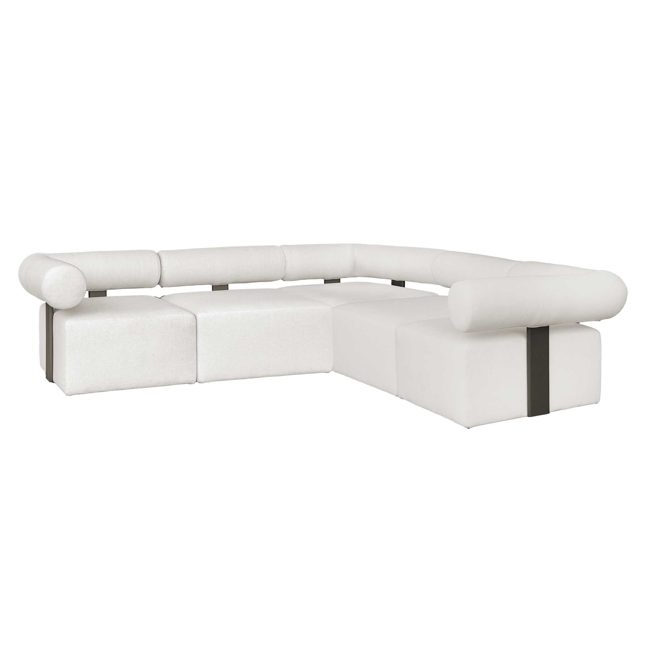 Bolster Back White Armless Outdoor Sofa