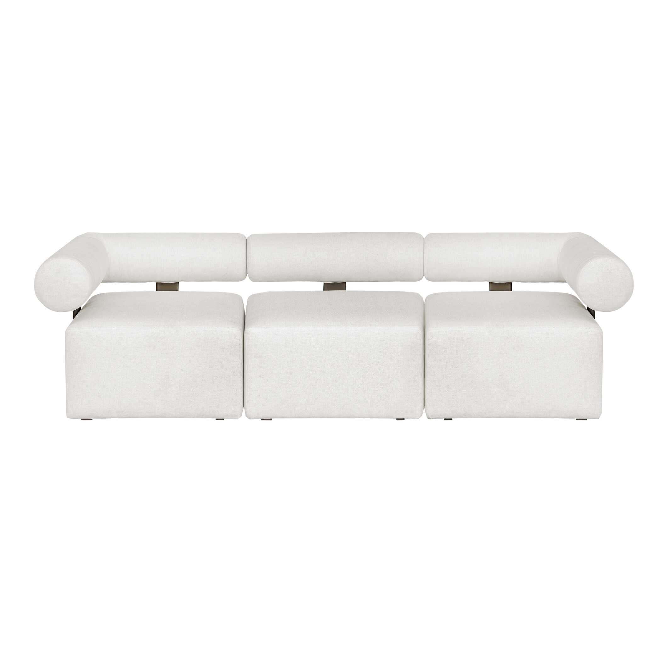 Bolster Back White Armless Outdoor Sofa