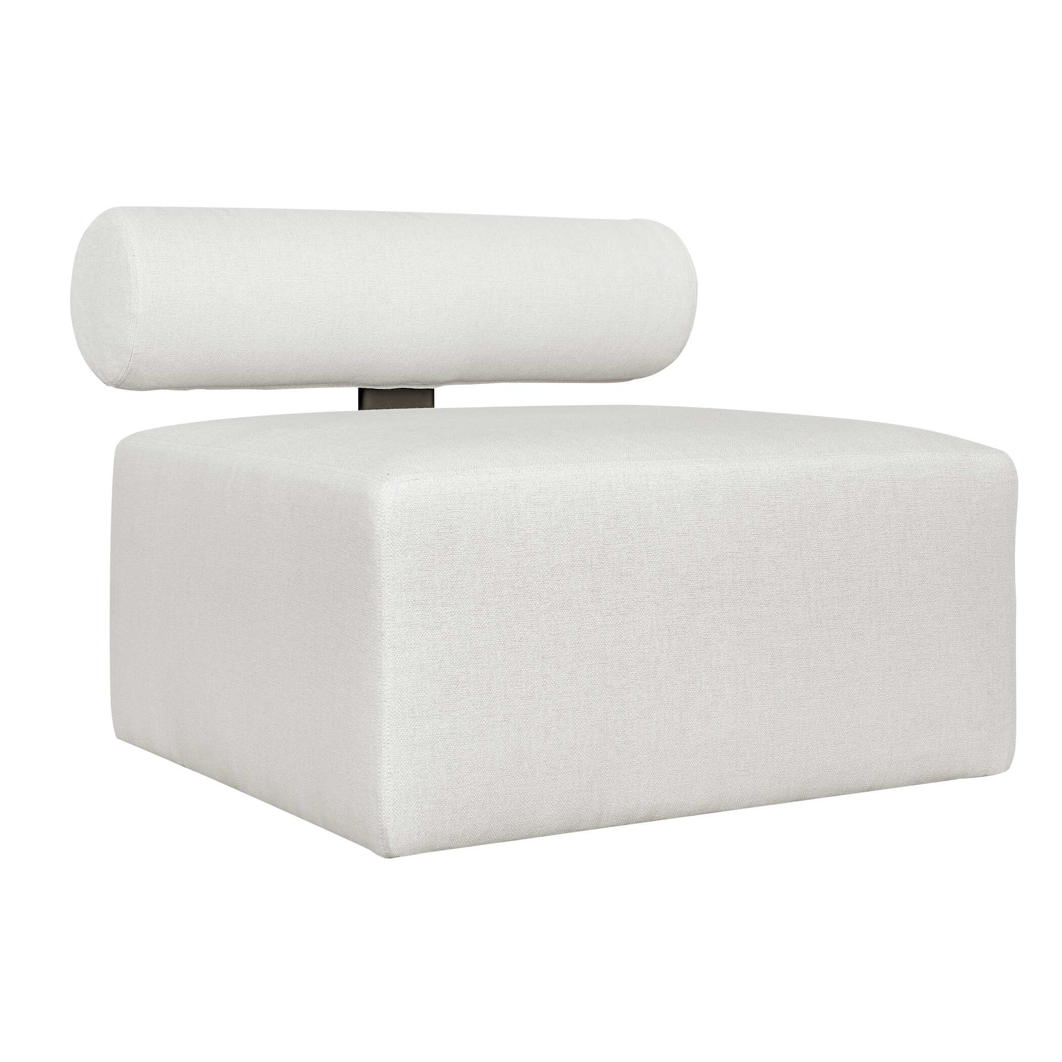 Bolster Back White Armless Outdoor Sofa