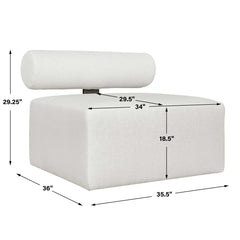 Bolster Back White Armless Outdoor Sofa