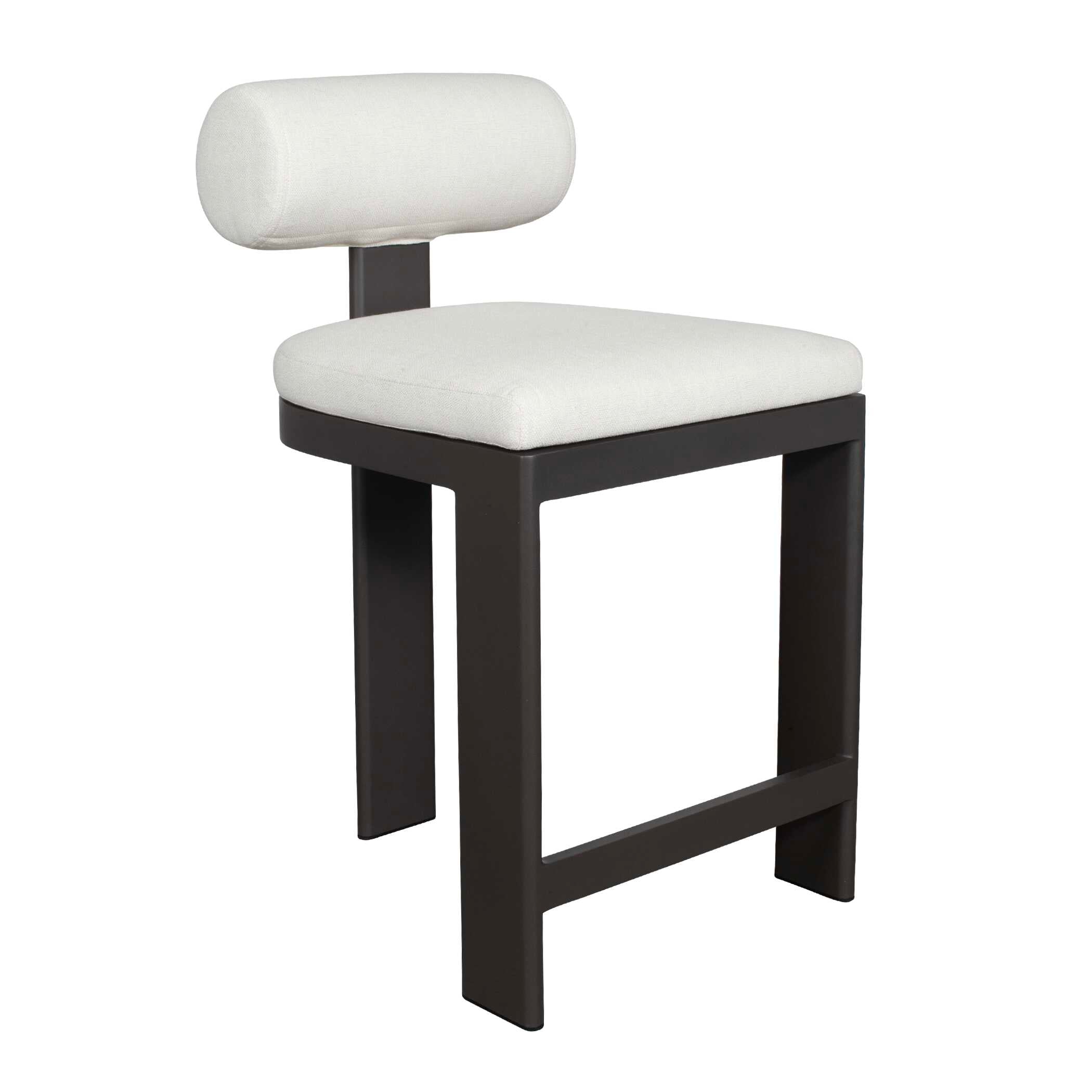 Bolster Back White Outdoor Counter Stool