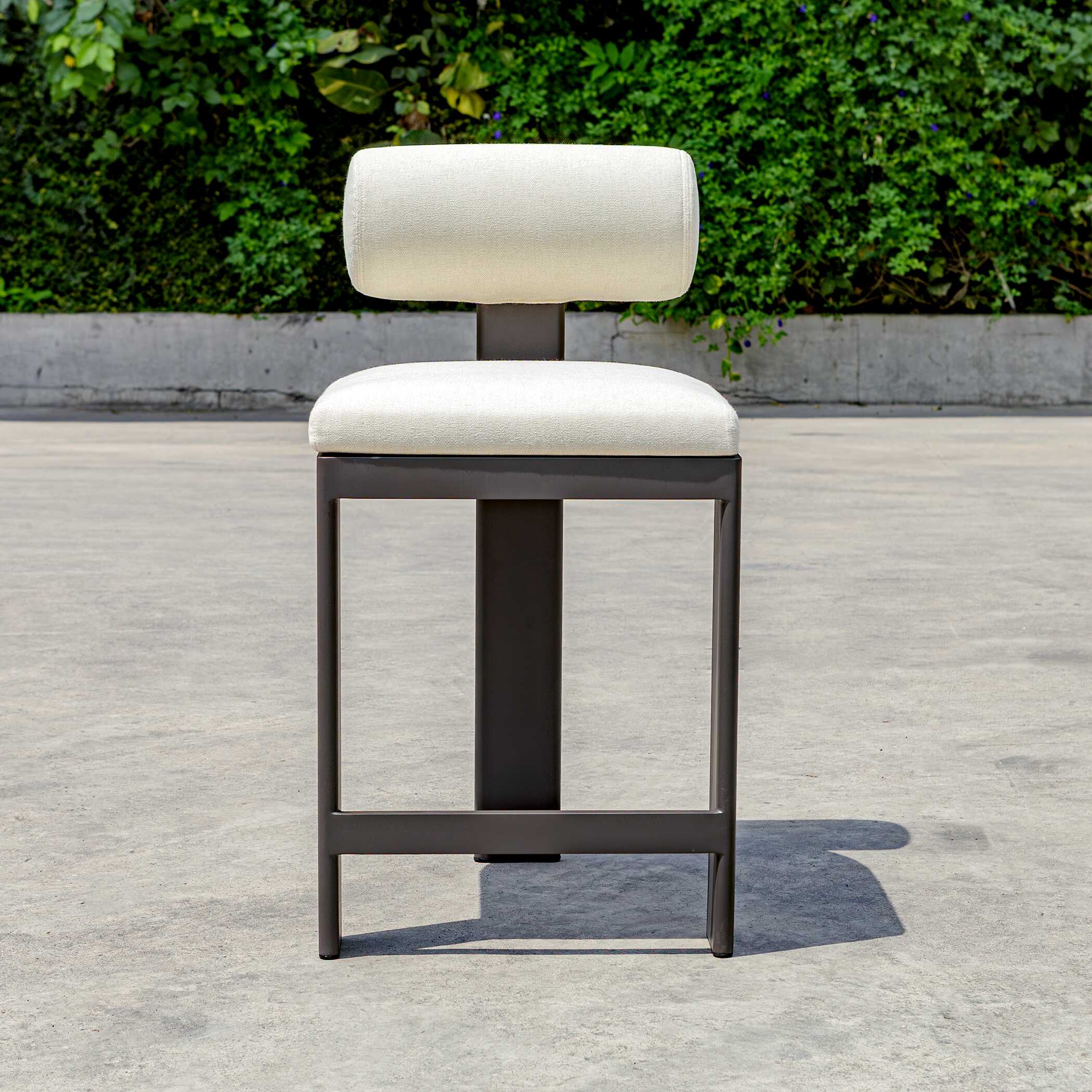 Bolster Back White Outdoor Counter Stool