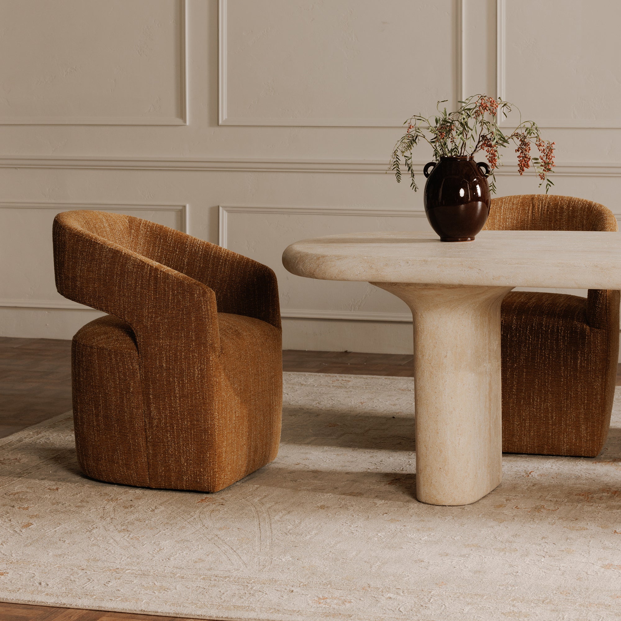 Barrow Rolling Dining Chair Amber Glow