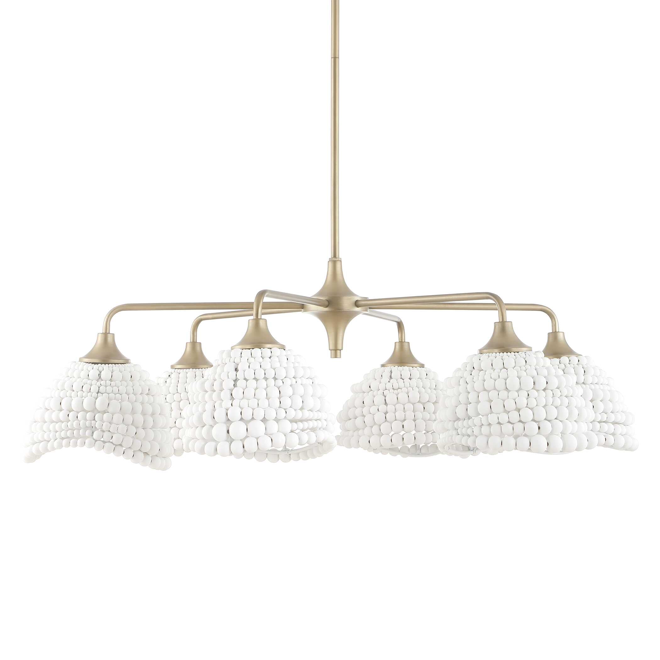 Biddeford 6 Light White Beaded Pendant