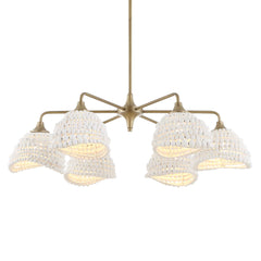 Biddeford 6 Light White Beaded Pendant