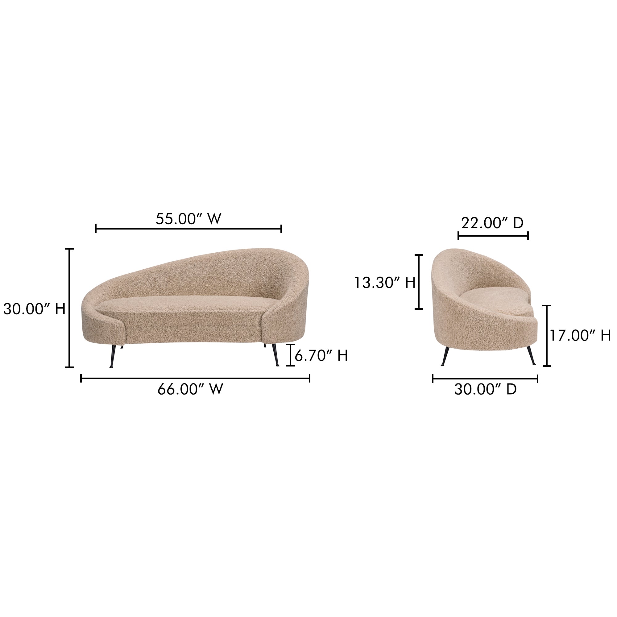Abigail Chaise Light Brown Faux Shearling