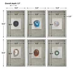 Agate Stone Silver Wall Art Set/6