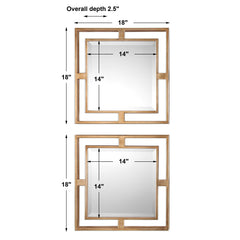 Allick Gold Square Mirrors Set/2