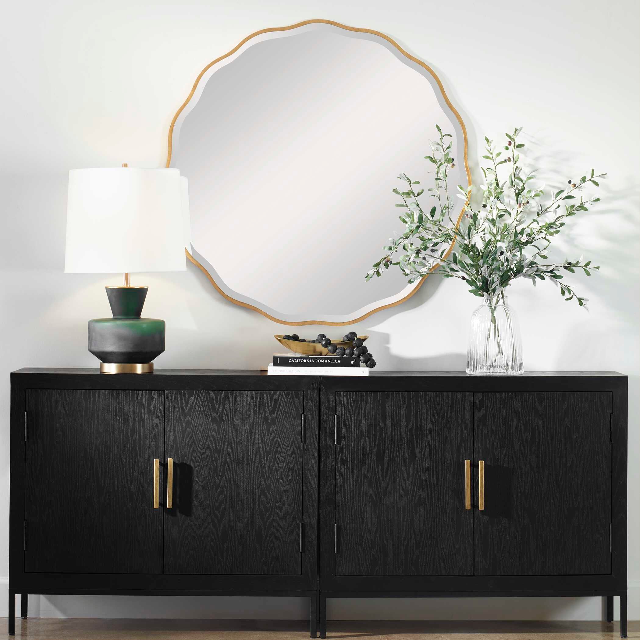 Aneta Gold Round Mirror