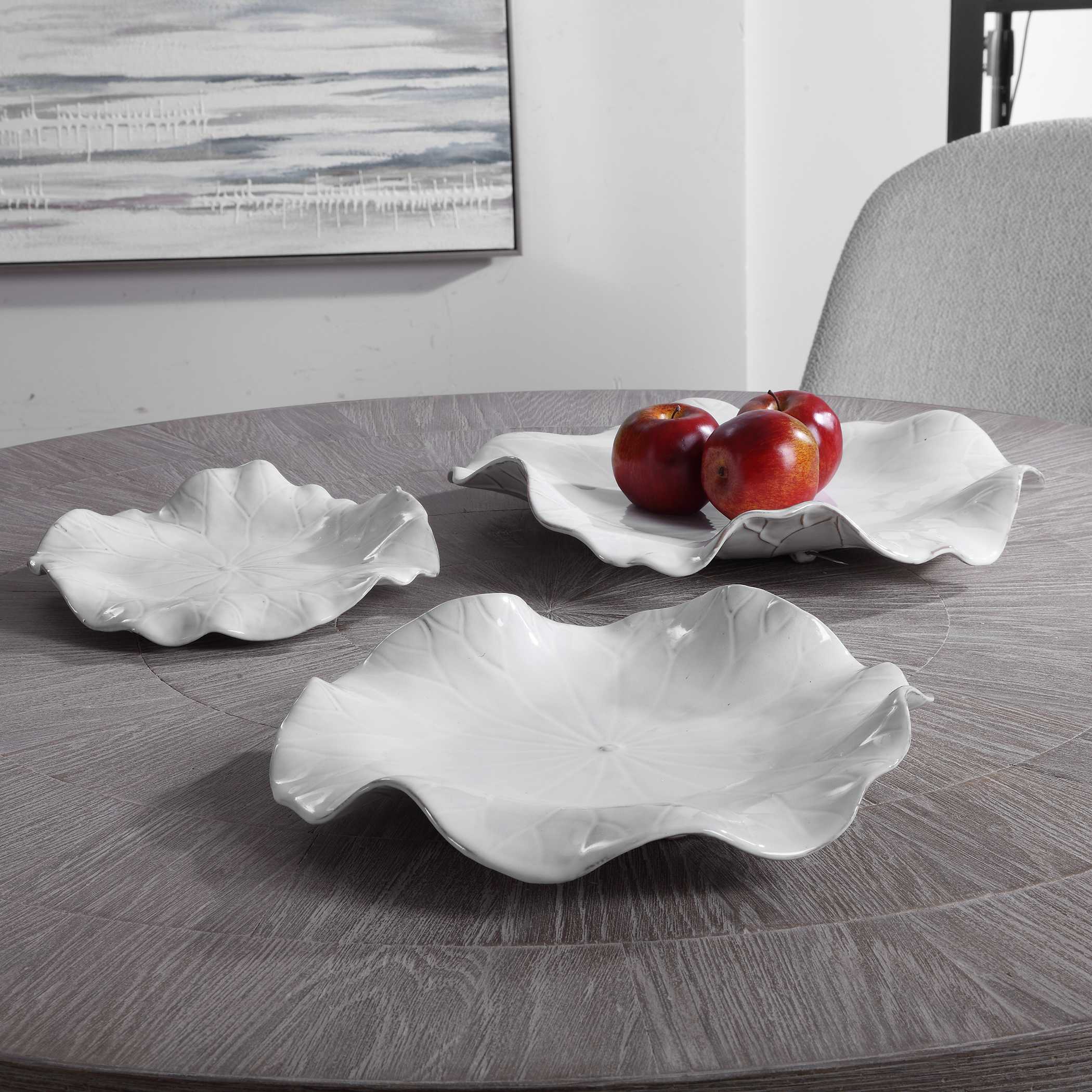 Abella Ceramic Wall Decor Set/3 White