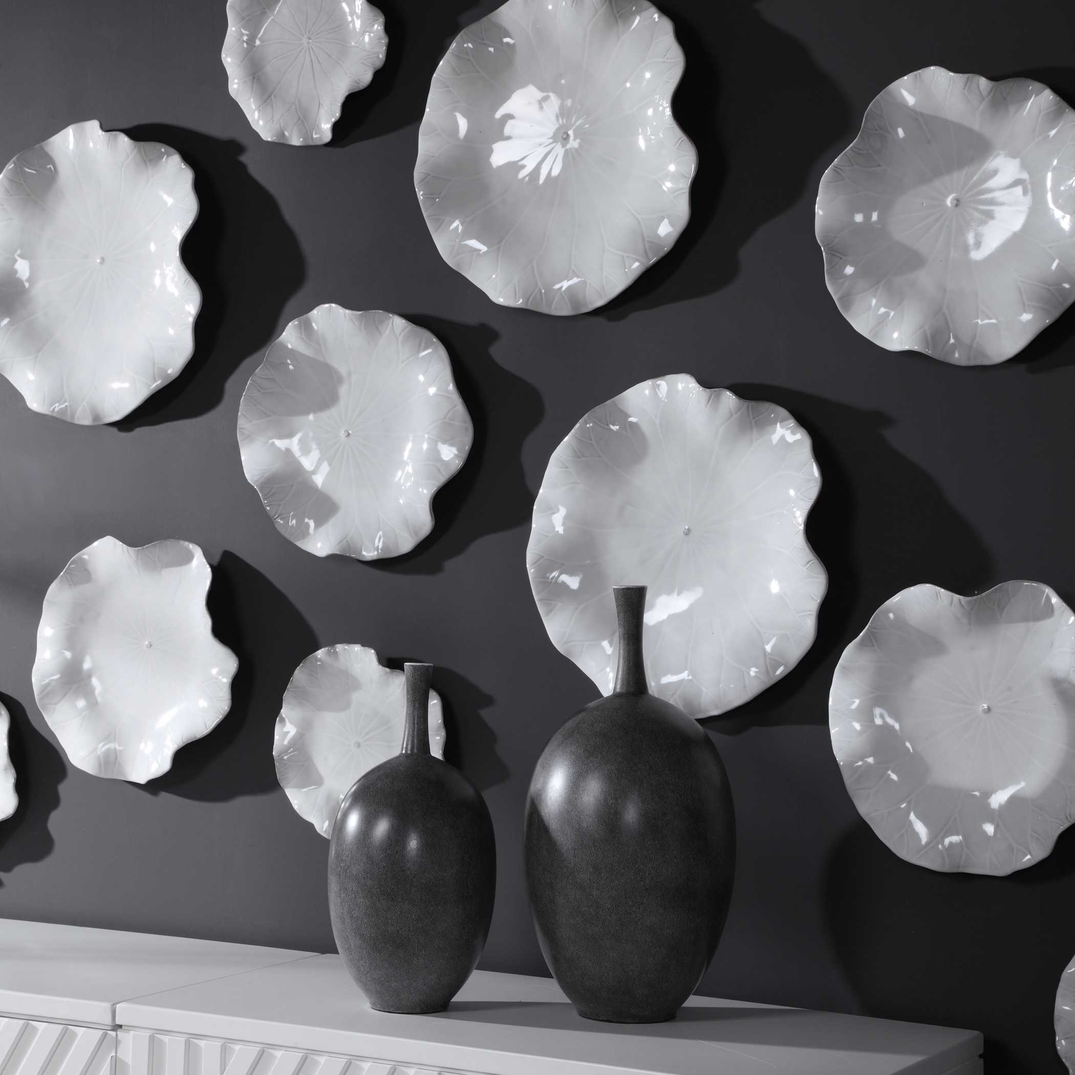 Abella Ceramic Wall Decor Set/3 White